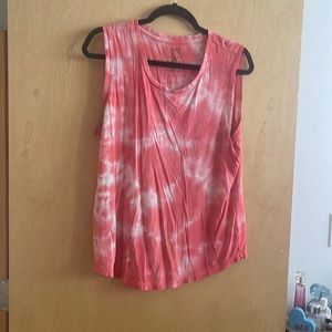 Salmon, pink, tie-dye tank top